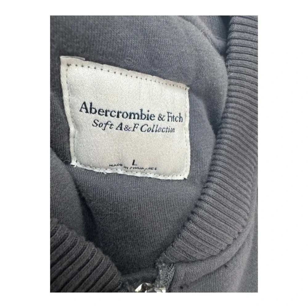 Abercrombie &‎ Fitch Quilted Jacket Soft Collection Gray Cropped Full Zip Sz Lg